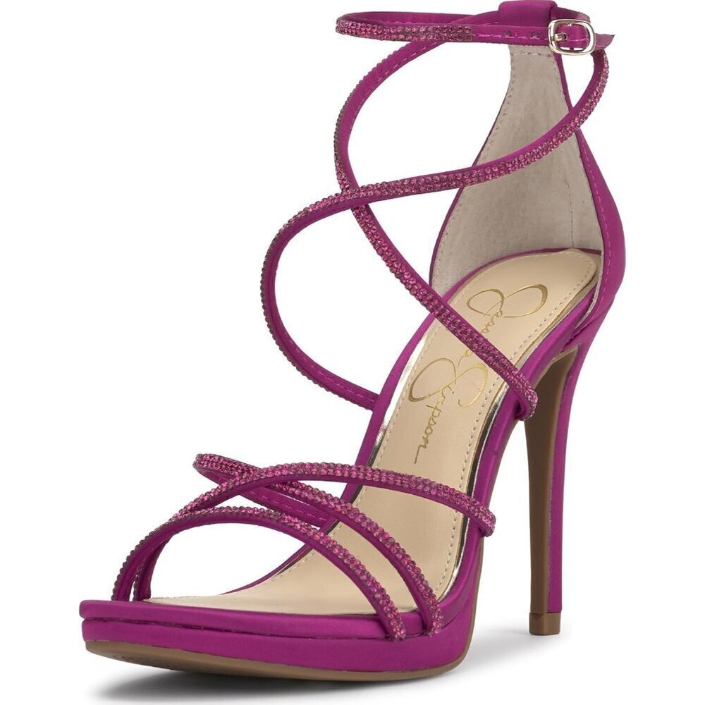 Jessica Simpson Womens Textile Mulberry Open Toes Ankle Strappy Dress Sandal